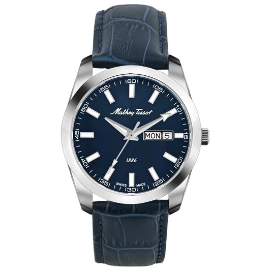Stainless Steel Blue Dial Day-Date Watch