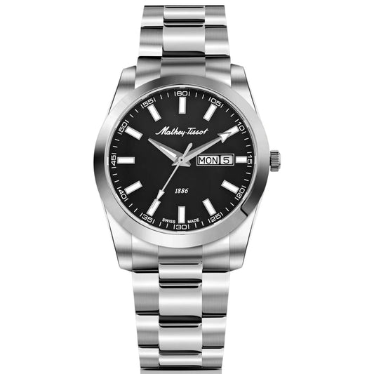 Stainless Steel Black Dial Day-Date Watch
