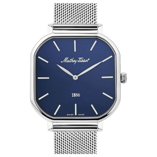 Stainless Steel Blue Dial Square Watch