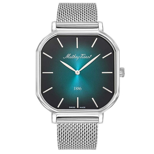 Stainless Steel Green Dial Square Watch