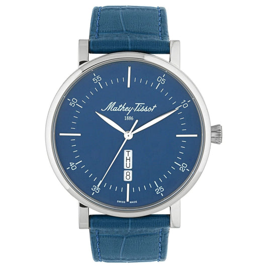 Stainless Steel Blue Dial Day-Date Watch