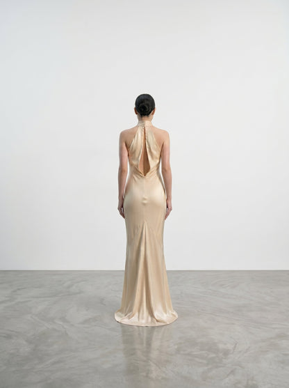 Silk Halter Neck Gown