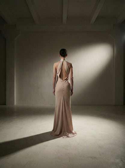 Silk Halter Neck Gown