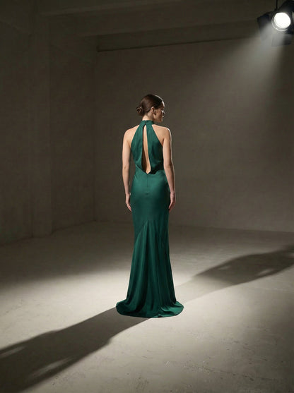 Silk Halter Neck Gown