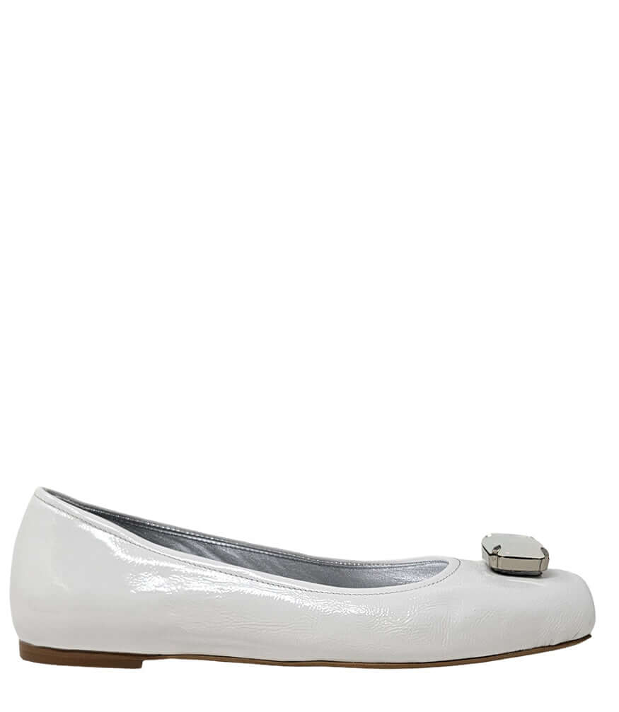 Madison Maison Marion White Jeweled Ballet Flats
