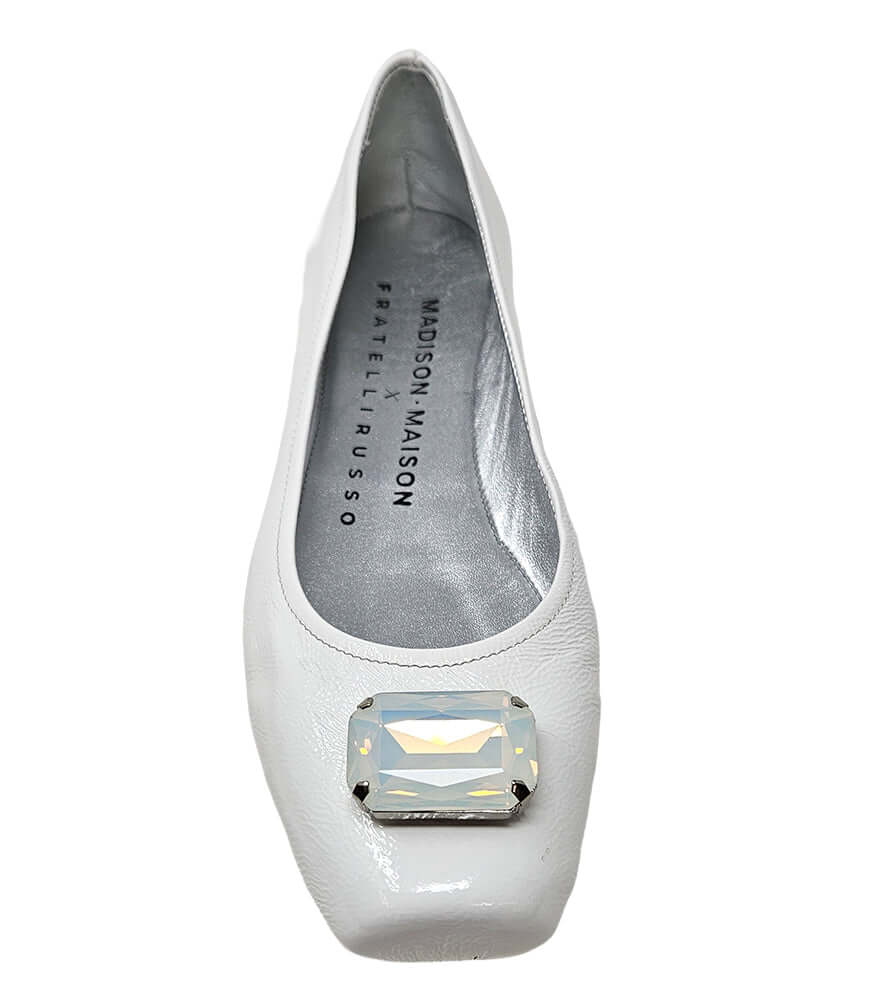 Madison Maison Marion White Jeweled Ballet Flats