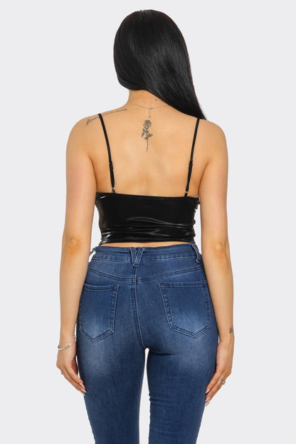 Melissa Lace Spaghetti Strap Crop Top with Side Zipper