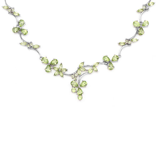Sterling Silver Peridot Floral Necklace