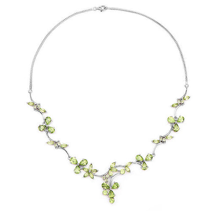 Sterling Silver Peridot Floral Necklace