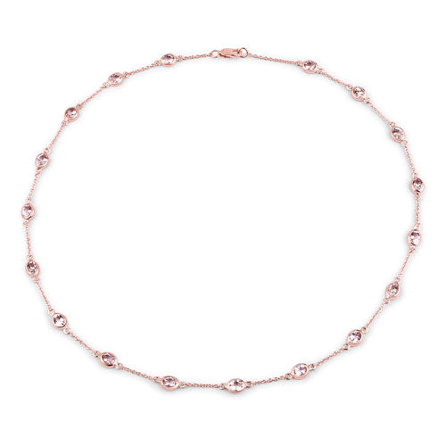 14K Rose Gold Plated Sterling Silver Morganite Cocktail Necklace