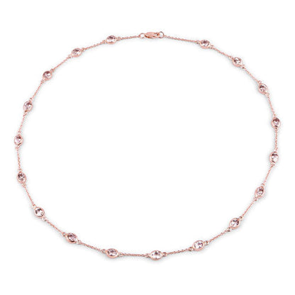 14K Rose Gold Plated Sterling Silver Morganite Cocktail Necklace