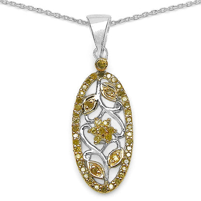 Sterling Silver Yellow Diamond Floral Pendant