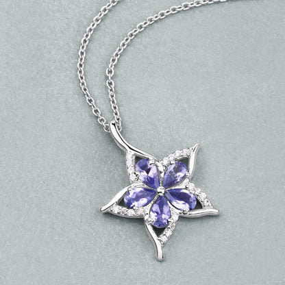 Tanzanite and White Zircon Star Pendant