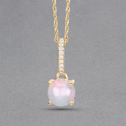 10K Yellow Gold Ethiopian Opal and Diamond Pendant
