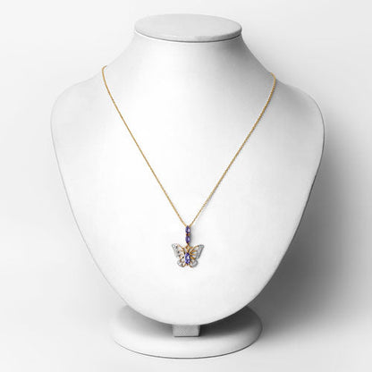 0.75 Carat Genuine Tanzanite and White Zircon .925 Sterling Silver Pendant