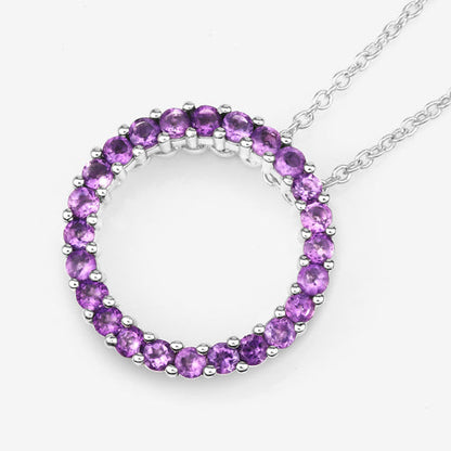 Sterling Silver Amethyst Circle Pendant