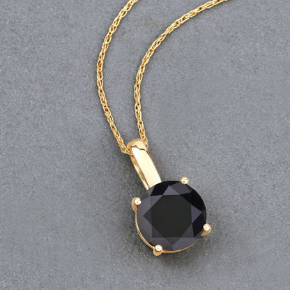 14K Yellow Gold Black Diamond Solitaire Pendant