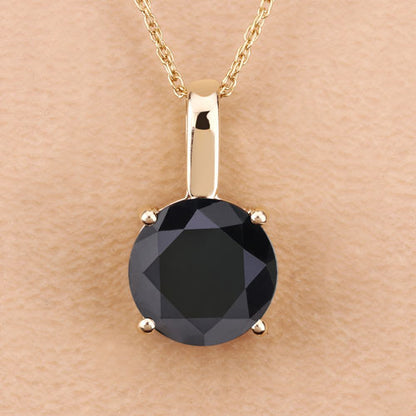 14K Yellow Gold Black Diamond Solitaire Pendant