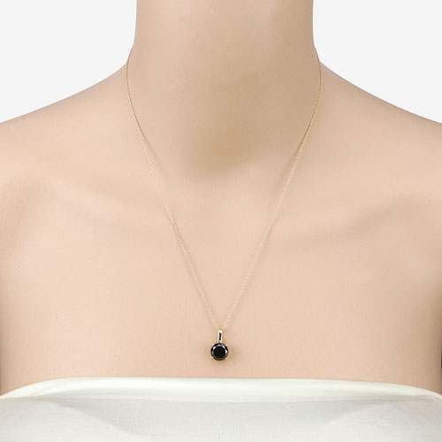 14K Yellow Gold Black Diamond Solitaire Pendant