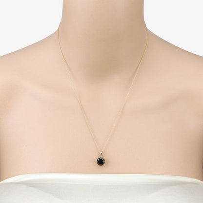 14K Yellow Gold Black Diamond Solitaire Pendant