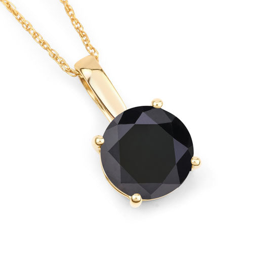 14K Yellow Gold Black Diamond Solitaire Pendant