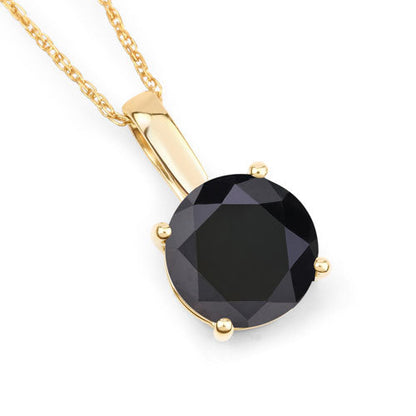 14K Yellow Gold Black Diamond Solitaire Pendant