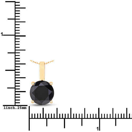 14K Yellow Gold Black Diamond Solitaire Pendant