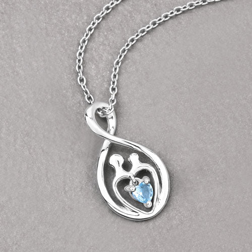 Sterling Silver Swiss Blue Topaz Heart Pendant