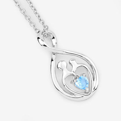 Sterling Silver Swiss Blue Topaz Heart Pendant