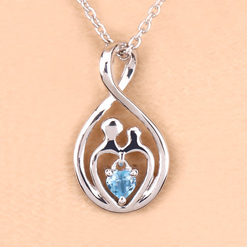 Sterling Silver Swiss Blue Topaz Heart Pendant