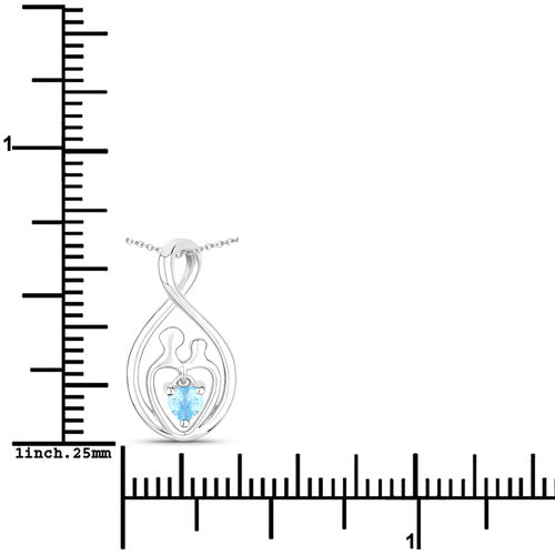 Sterling Silver Swiss Blue Topaz Heart Pendant
