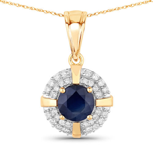 Blue Sapphire and Diamond Halo Pendant