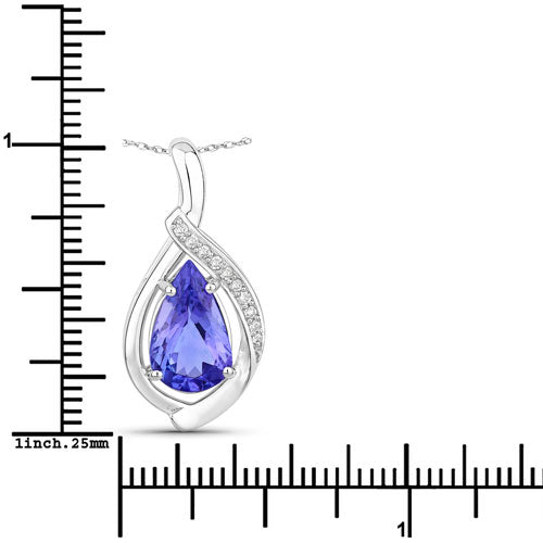 White Gold Tanzanite and Diamond Crossover Pendant