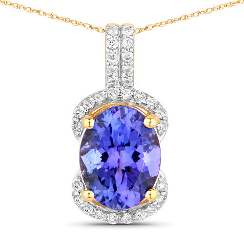 Yellow Gold Tanzanite and Diamond Pendant