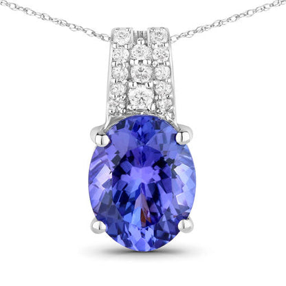 14K White Gold Tanzanite and Diamond Pendant