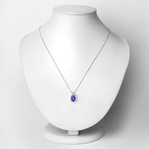 14K White Gold Tanzanite and Diamond Pendant