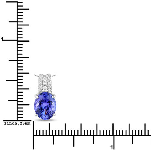 14K White Gold Tanzanite and Diamond Pendant