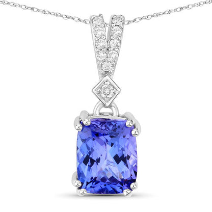 14K White Gold Tanzanite and Diamond Pendant