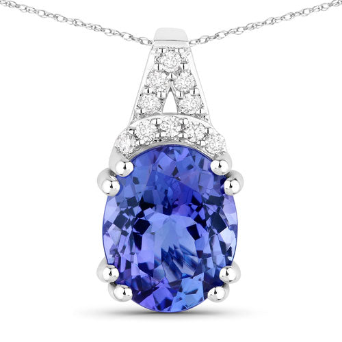 White Gold Tanzanite and Diamond Pendant