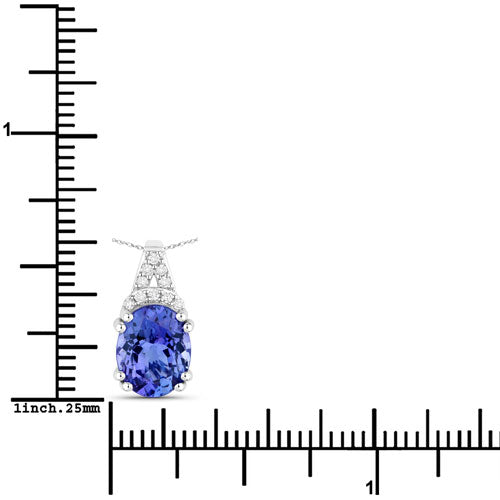 White Gold Tanzanite and Diamond Pendant