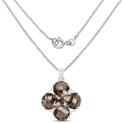Sterling Silver Smoky Quartz Floral Pendant