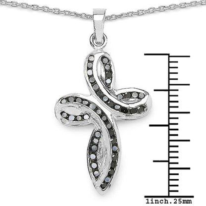 Sterling Silver Black Diamond Cross Pendant