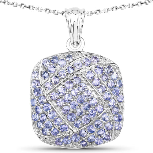 Tanzanite Sterling Silver Cluster Pendant