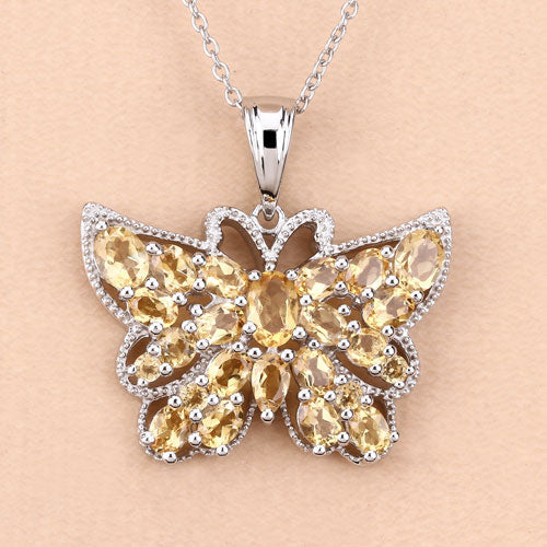 Sterling Silver Citrine Butterfly Pendant