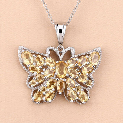 Sterling Silver Citrine Butterfly Pendant