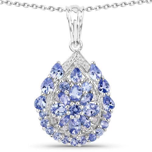Sterling Silver Tanzanite and White Topaz Pendant