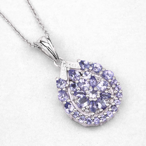 Sterling Silver Tanzanite and White Topaz Pendant