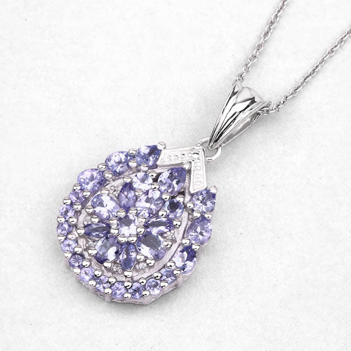 Sterling Silver Tanzanite and White Topaz Pendant