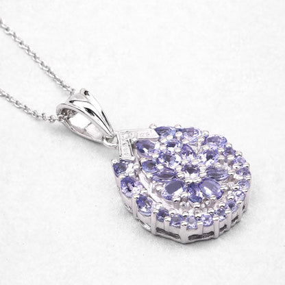 Sterling Silver Tanzanite and White Topaz Pendant