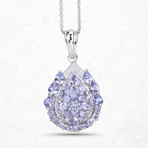 Sterling Silver Tanzanite and White Topaz Pendant